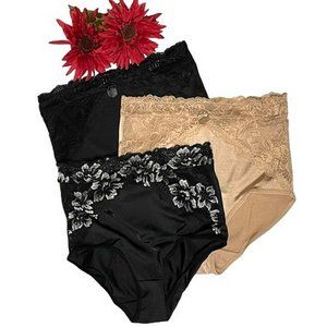 Rhonda Shear 3 pack Brief Panty with Lace Trim X LARGE